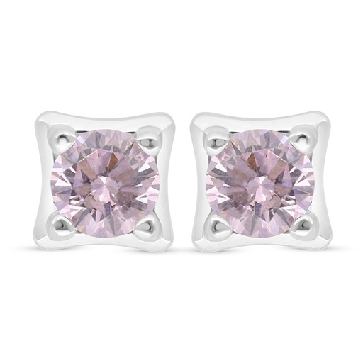 [EAR01PIK00000C529] Sterling Silver 925 Earring Rhodium Plated Embedded With Pink Zircon 