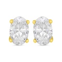 Sterling Silver 925 Earring Golden Plated Embedded With White Zircon