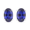 Sterling Silver 925 Earring Rhodium Plated Embedded With Sapphire Corundum 