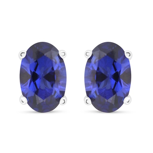 [EAR01SAP00000C531] Sterling Silver 925 Earring Rhodium Plated Embedded With Sapphire Corundum 