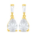 Sterling Silver 925 Earring Golden Plated Embedded With White Zircon