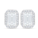 Sterling Silver 925 Earring Rhodium Plated Embedded With White Zircon