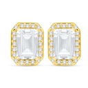 Sterling Silver 925 Earring Golden Plated Embedded With White Zircon