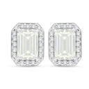 Sterling Silver 925 Earring Rhodium Plated Embedded With Yellow Diamond And White Zircon