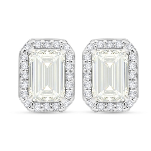 [EAR01CIT00WCZC533] Sterling Silver 925 Earring Rhodium Plated Embedded With Yellow Diamond And White Zircon