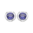 Sterling Silver 925 Earring Rhodium Plated Embedded With Sapphire Corundum 