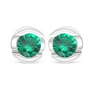 Sterling Silver 925 Earring Rhodium Plated Embedded With Emerald Zircon 