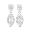 Sterling Silver 925 Earring Rhodium Plated Embedded With White Zircon