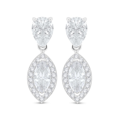 [EAR01WCZ00000C535] Sterling Silver 925 Earring Rhodium Plated Embedded With White Zircon