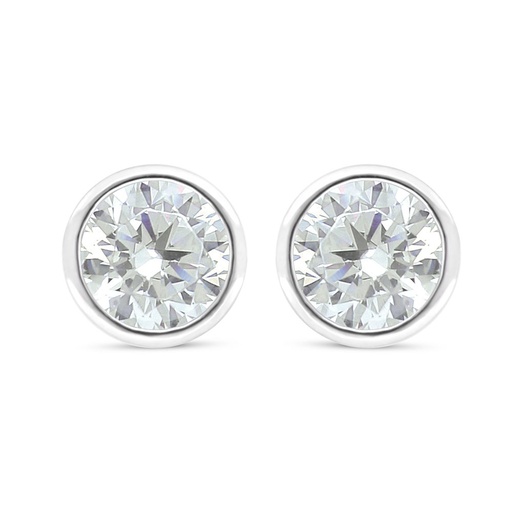 [EAR01CIT00WCZC536] Sterling Silver 925 Earring Rhodium Plated Embedded With Yellow Diamond And White Zircon