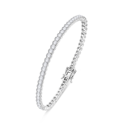 [BRC01WCZ00000B142] Sterling Silver 925 Bracelet Rhodium Plated Embedded With White Zircon 