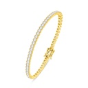 Sterling Silver 925 Bracelet Golden Plated Embedded With White Zircon