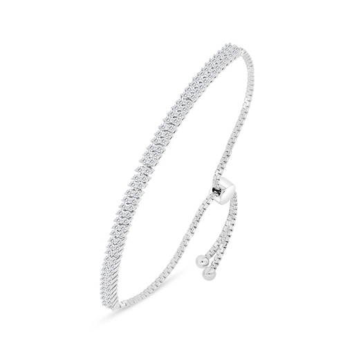 [BRC01WCZ00000B145] Sterling Silver 925 Bracelet Rhodium Plated Embedded With White Zircon