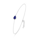 Sterling Silver 925 Bracelet Rhodium Plated Embedded With Sapphire Corundum And White Zircon