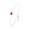 Sterling Silver 925 Bracelet Rhodium Plated Embedded With Ruby Corundum And White Zircon