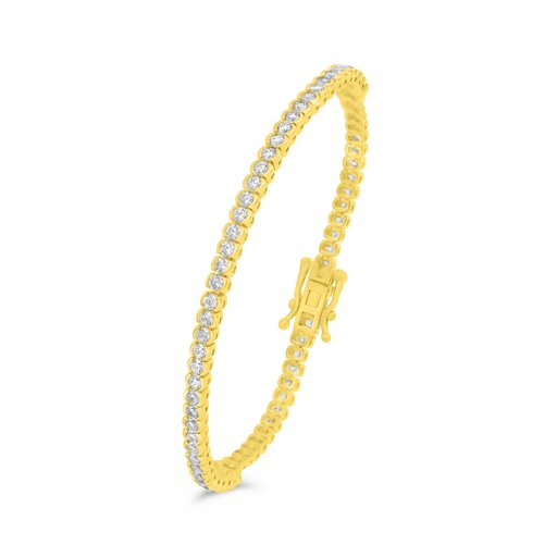 [BRC02WCZ00000B156] Sterling Silver 925 Bracelet Golden Plated Embedded With White Zircon