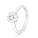 Sterling Silver 925 Ring Rhodium Plated Embedded With White Zircon