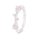 Sterling Silver 925 Ring Rhodium Plated Embedded With pink Zircon 