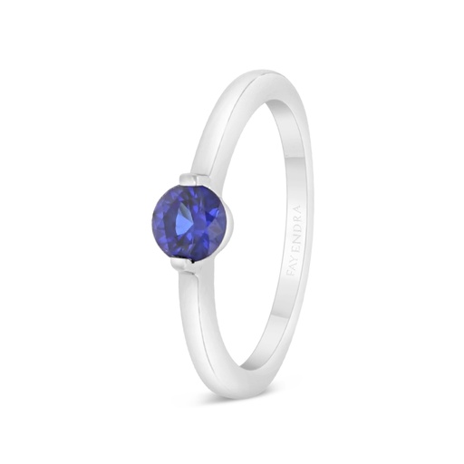 Sterling Silver 925 Ring Rhodium Plated Embedded With Sapphire Corundum 