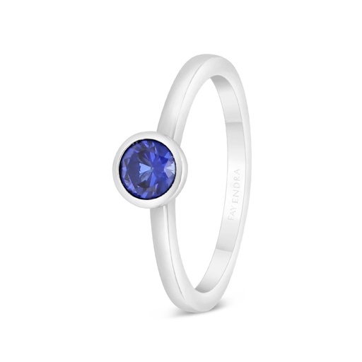 Sterling Silver 925 Ring Rhodium Plated Embedded With Sapphire Corundum 