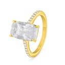 Sterling Silver 925 Ring Golden Plated Embedded With White Zircon