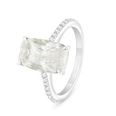 Sterling Silver 925 Ring Rhodium Plated Embedded With Yellow Diamond And White Zircon