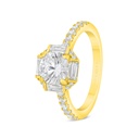 Sterling Silver 925 Ring Golden Plated Embedded With White Zircon