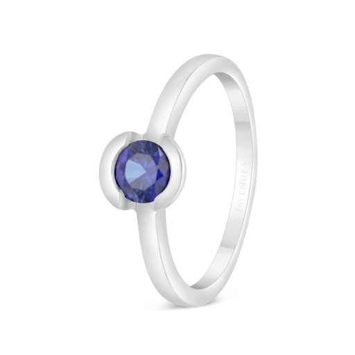 Sterling Silver 925 Ring Rhodium Plated Embedded With Sapphire Corundum 