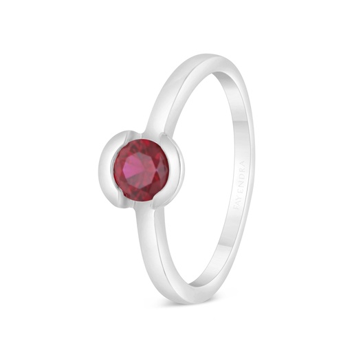 Sterling Silver 925 Ring Rhodium Plated Embedded With Ruby Corundum 