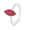 Sterling Silver 925 Ring Rhodium Plated Embedded With Ruby Corundum And White Zircon