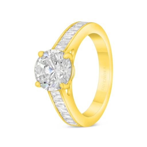 Sterling Silver 925 Ring Golden Plated Embedded With White Zircon