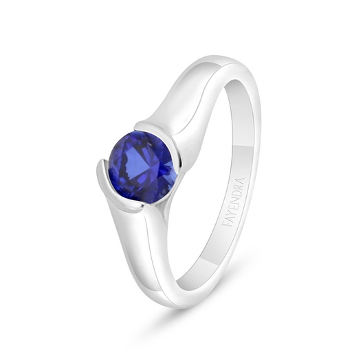 Sterling Silver 925 Ring Rhodium Plated Embedded With Sapphire Corundum 