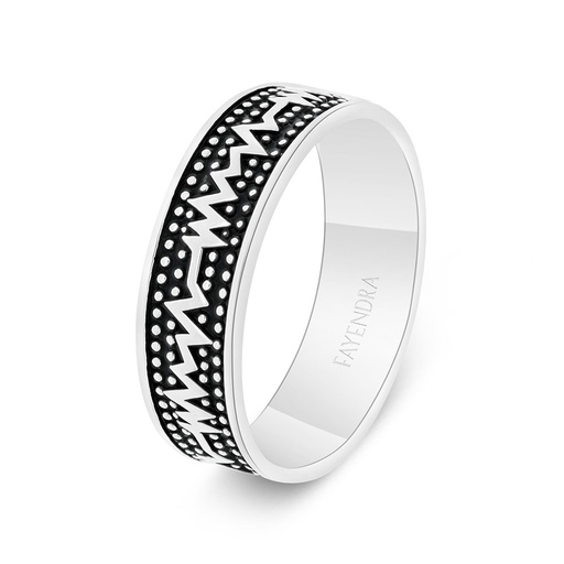 Sterling Silver 925 Wedding Ring Rhodium And Black Plated For Men