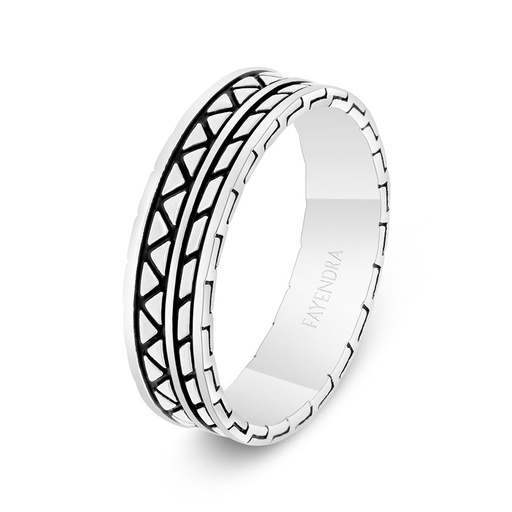 Sterling Silver 925 Wedding Ring Rhodium And Black Plated For Men