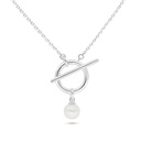 Sterling Silver 925 Necklace Rhodium Plated Embedded With Fresh Water Pearl 