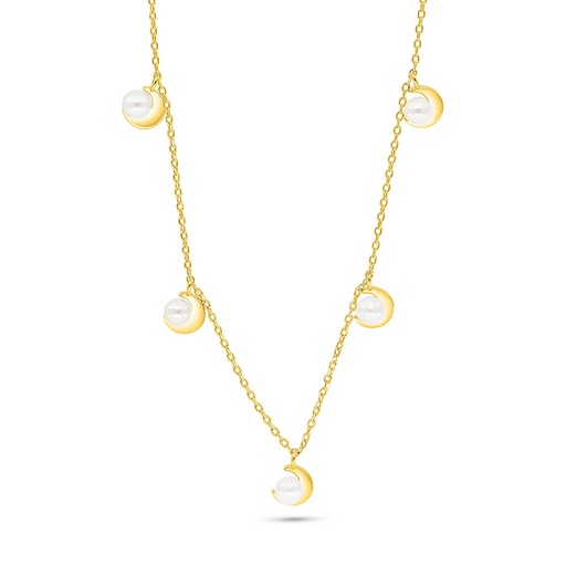 [NCL02PRL00000B719] Sterling Silver 925 Necklace Golden Plated Embedded With Fresh Water Pearl 
