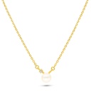 Sterling Silver 925 Necklace Golden Plated Embedded With Fresh Water Pearl And White Zircon