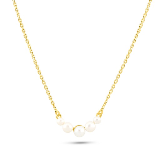 [NCL02PRL00000B726] Sterling Silver 925 Necklace Golden Plated Embedded With Fresh Water Pearl