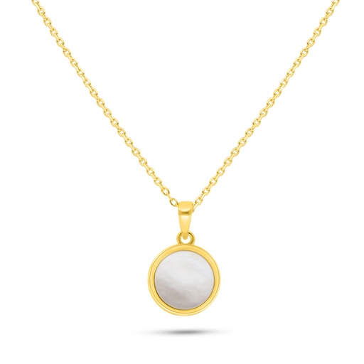 [NCL02MOP00000B727] Sterling Silver 925 Necklace Golden Plated Embedded With White Shell  