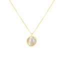 Sterling Silver 925 Necklace Golden Plated Embedded With White Shell 
