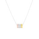 Sterling Silver 925 Necklace Rhodium And Golden And Ros Gold Plated Embedded With White Zircon