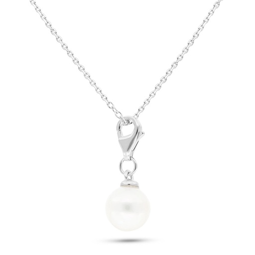 [NCL01PRL00000B752] Sterling Silver 925 Necklace Rhodium Plated Embedded With Fresh Water Pearl