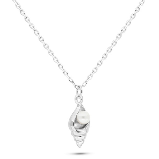 [NCL01PRL00000B754] Sterling Silver 925 Necklace Rhodium Plated Embedded With Fresh Water Pearl