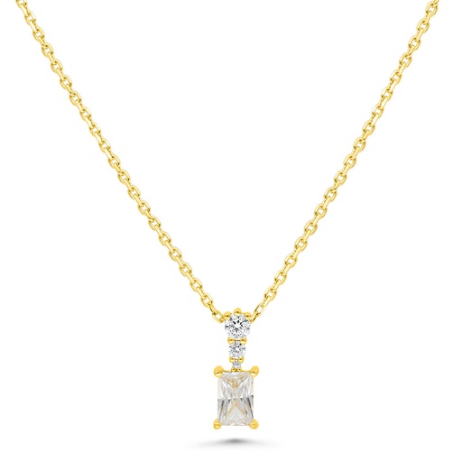 [NCL02WCZ00000B773] Sterling Silver 925 Necklace Golden Plated Embedded With White Zircon