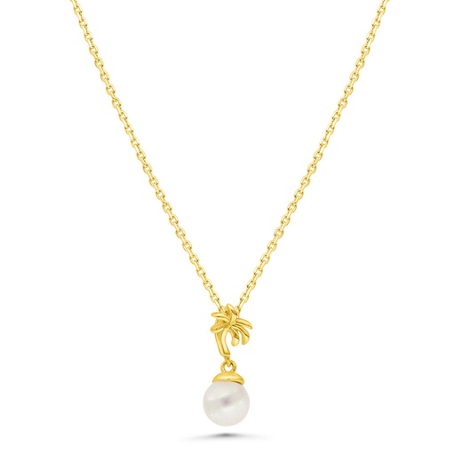[NCL02PRL00000B774] Sterling Silver 925 Necklace Golden Plated Embedded With Fresh Water Pearl