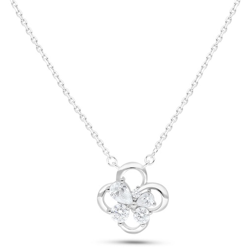 [NCL01WCZ00000B787] Sterling Silver 925 Necklace Rhodium Plated Embedded With White Zircon