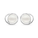 Sterling Silver 925 Earring Rhodium Plated Embedded With Fresh Water Pearl 
