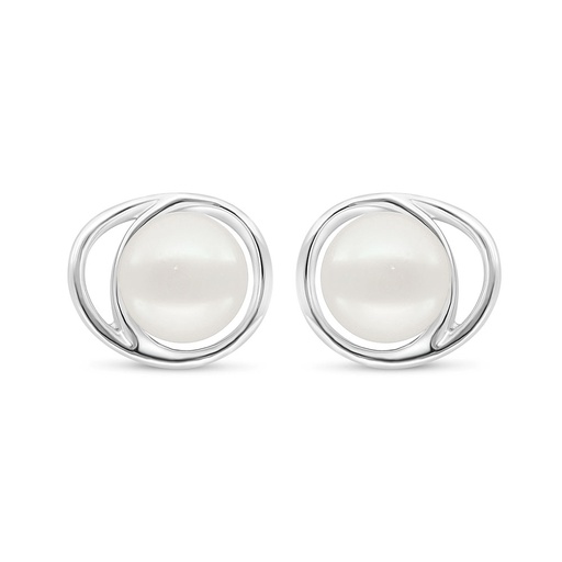 [EAR01PRL00000C573] Sterling Silver 925 Earring Rhodium Plated Embedded With Fresh Water Pearl 
