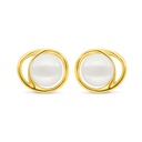 Sterling Silver 925 Earring Golden Plated Embedded With Fresh Water Pearl 