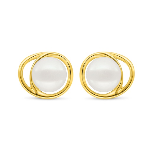 [EAR02PRL00000C573] Sterling Silver 925 Earring Golden Plated Embedded With Fresh Water Pearl 